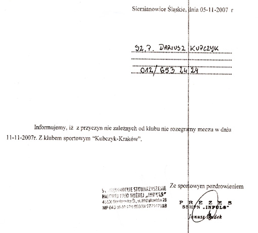 Impuls Siemianowice - powiadomienie faksowe