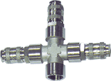 1254/S Rozgałęźnik potrójny z gwintem wewnętrznym z szybkozłączkami GAV